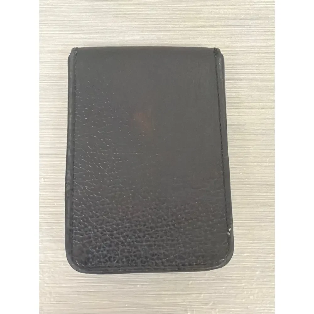 Coach Black Pebbled Leather Business Card Holder Snap Closure Case